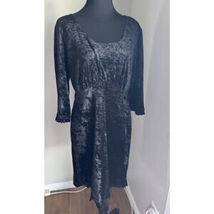 Vintage Y2K Brett Alixander Crushed Velvet Whimsigoth Witchy Dress Wmns 10 Black